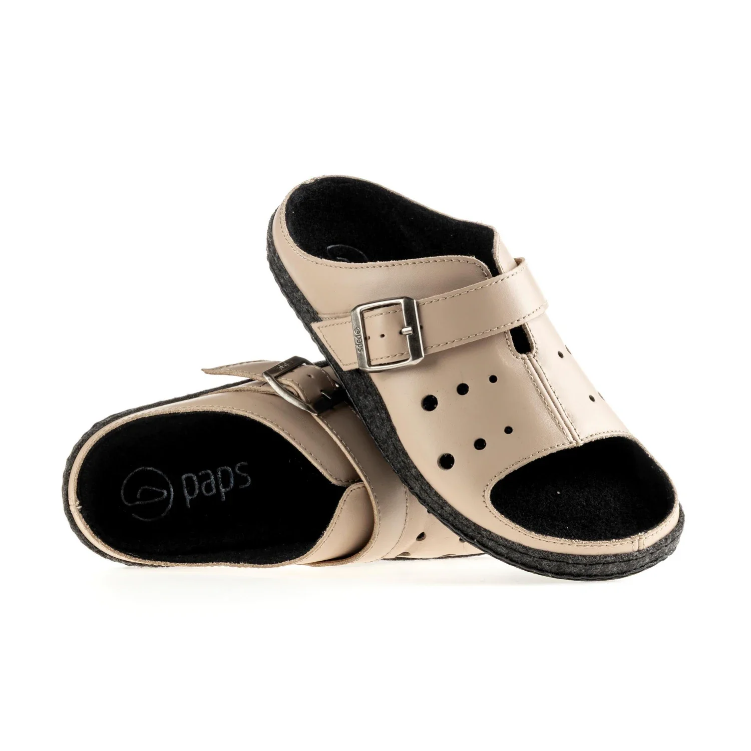 Kapcie zdrowotne skórzane damskie, męskie bez palców PAPS 13 Kapcie zdrowotne skórzane damskie, męskie bez palców PAPS beżowe