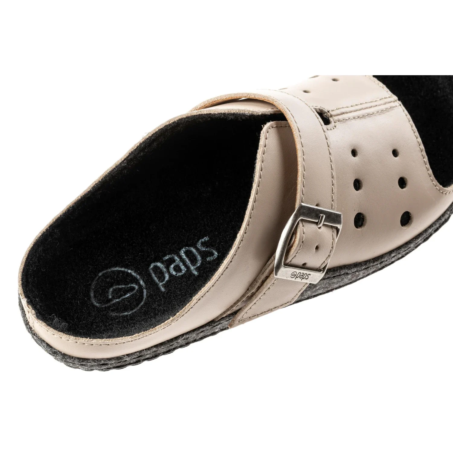 Kapcie zdrowotne skórzane damskie, męskie bez palców PAPS 14 Kapcie zdrowotne skórzane damskie, męskie bez palców PAPS beżowe