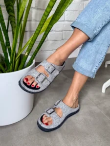 Kapcie profilaktyczne damskie, męskie wyrób medyczny PAPS szare