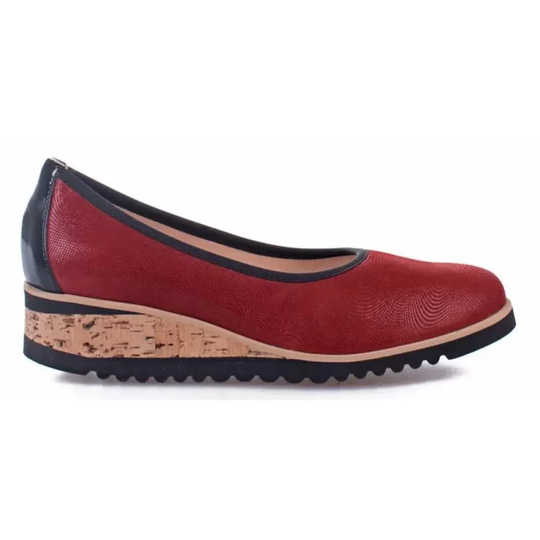 Eleganckie buty ortopedyczne damskie na podeszwie z korka PANACEUM czerwone