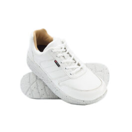 Buty zdrowotne damskie skórzane wiązane białe PROFLEX LEATHER