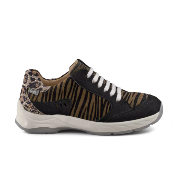 Buty na stopę cukrzycową damskie skórzane LucRo NINA sportowe brązowe zebra