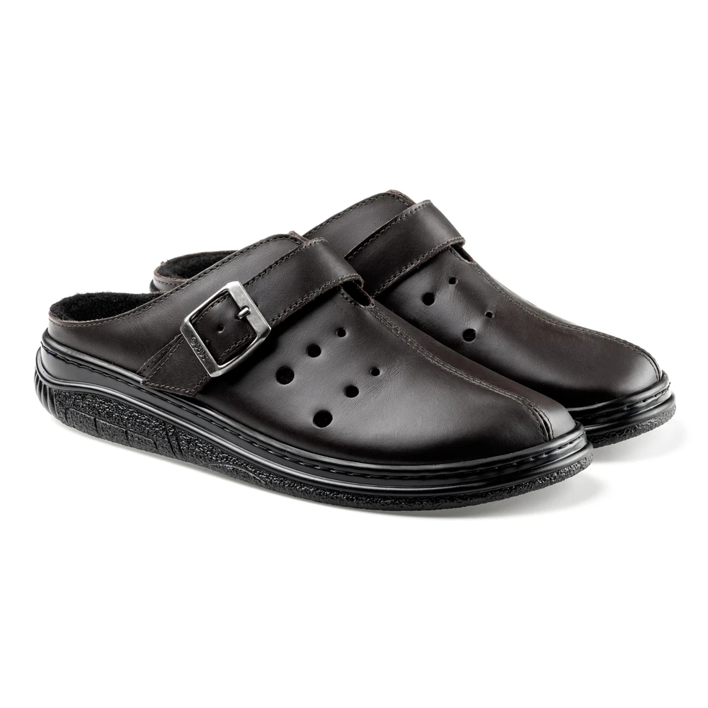 Klapki zdrowotne skórzane męskie, damskie pełne PAPS 16 Klapki Paps classic ME 1053-302 brązowe