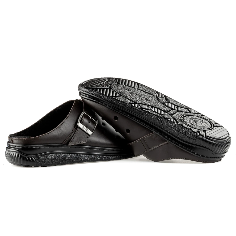 Klapki zdrowotne skórzane męskie, damskie pełne PAPS 17 Klapki Paps classic ME 1053-302 brązowe