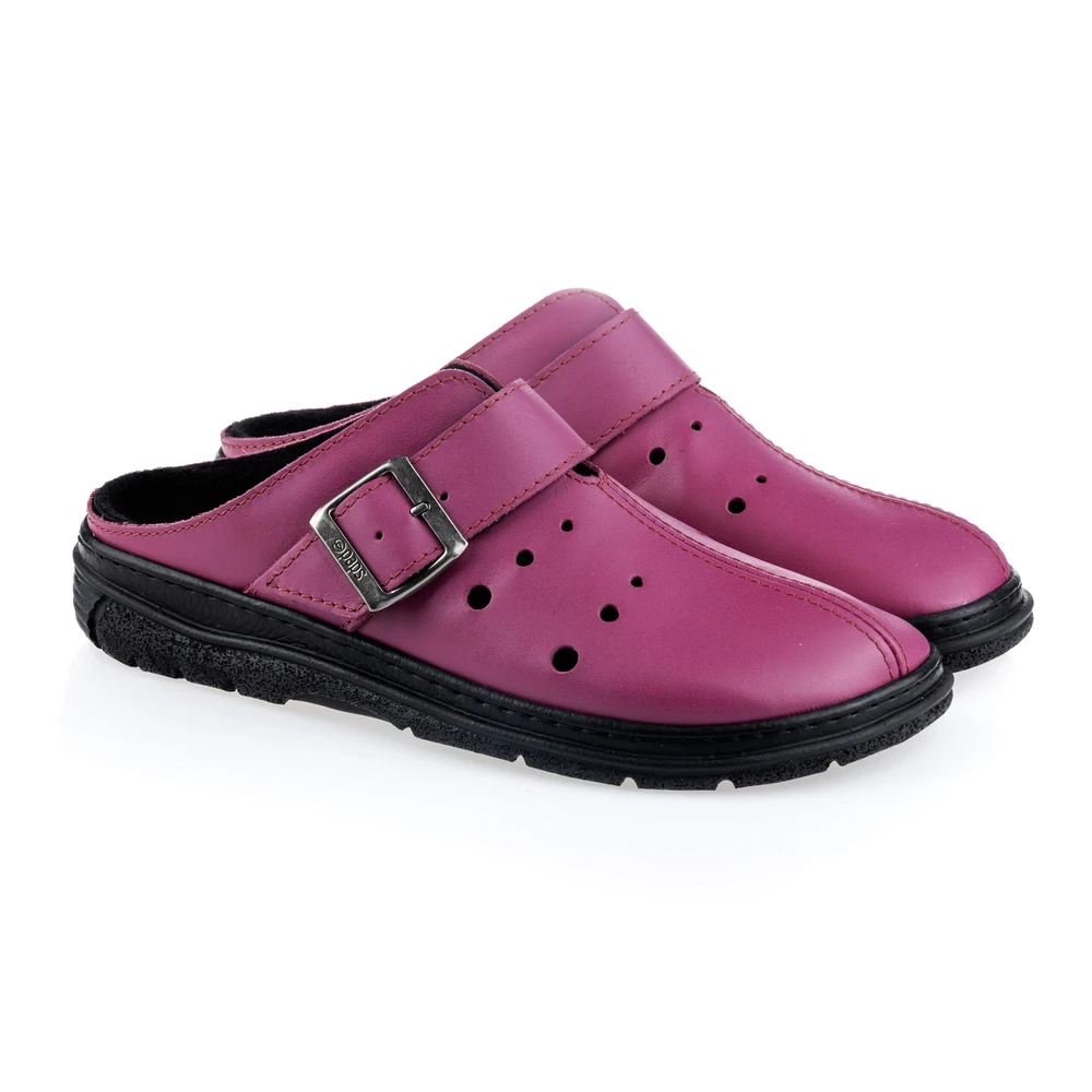 Klapki zdrowotne skórzane męskie, damskie pełne PAPS 21 Klapki Paps Classic ME 1053-903b fuksja