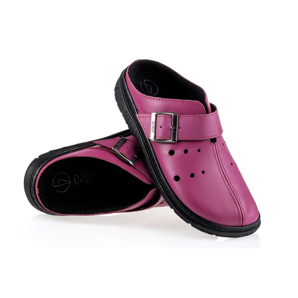 Klapki zdrowotne skórzane męskie, damskie pełne PAPS 22 Klapki Paps Classic ME 1053-903b fuksja