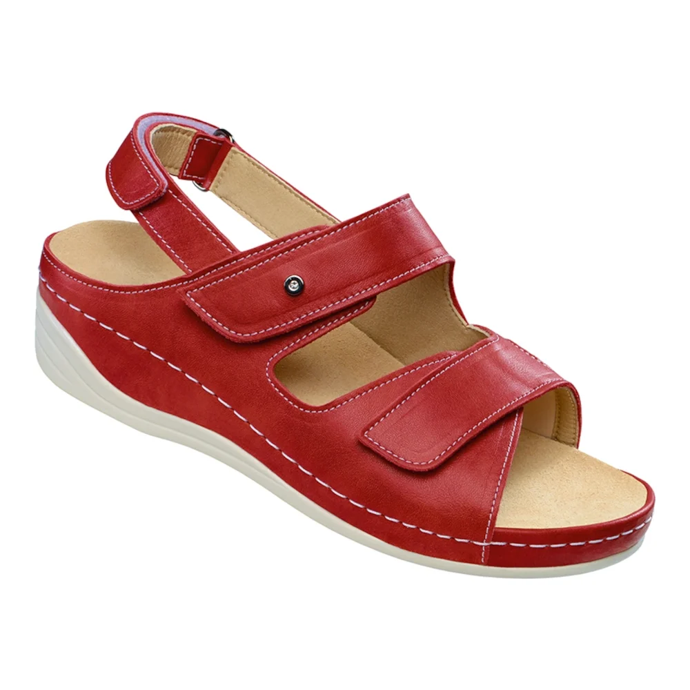 Sandały na haluksy damskie skórzane niemieckie Schein, czerwone Sandały na haluksy damskie skórzane niemieckie Schein, czerwone
