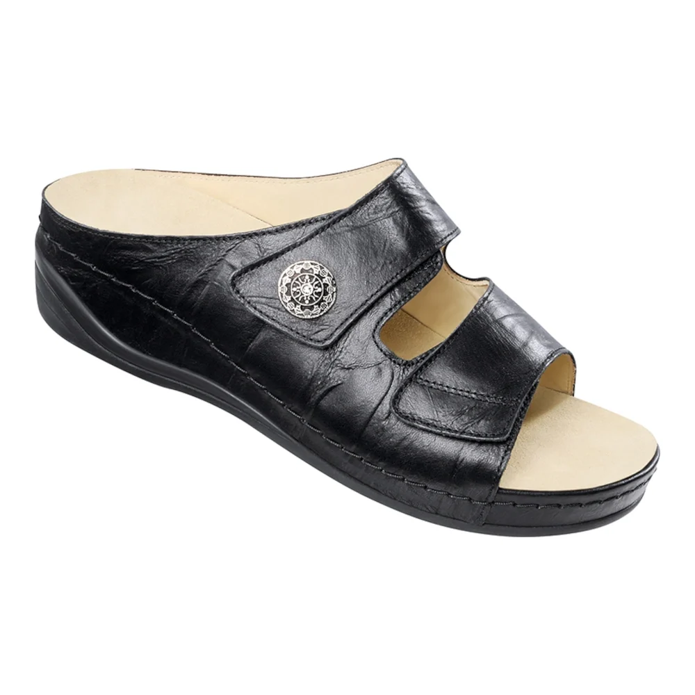 Klapki ortopedyczne na płaskostopie damskie Schein, czarne Klapki ortopedyczne na płaskostopie damskie Schein, czarne