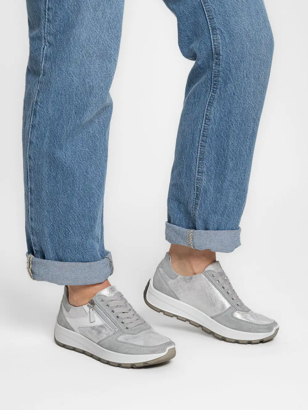 Buty ortopedyczne na płaskostopie damskie Ara New York 6 Buty ortopedyczne na płaskostopie Ara New York 12-25112-20 w kolorze szarym