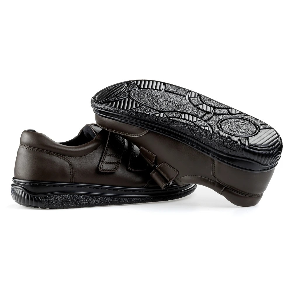 Buty na rzepy męskie i damskie Paps Shoe ME 1060-302 brązowe na szeroką stopę