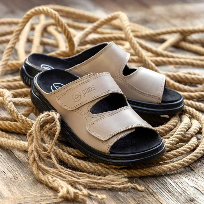 Klapki ortopedyczne damskie i męskie skórzane z regulacją marki PAPS Flip-Flops ME 1058